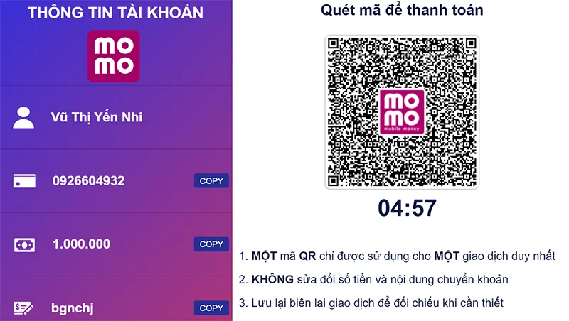 Bạn quét mã QR do nhà cái cung cấp để nạp tiền